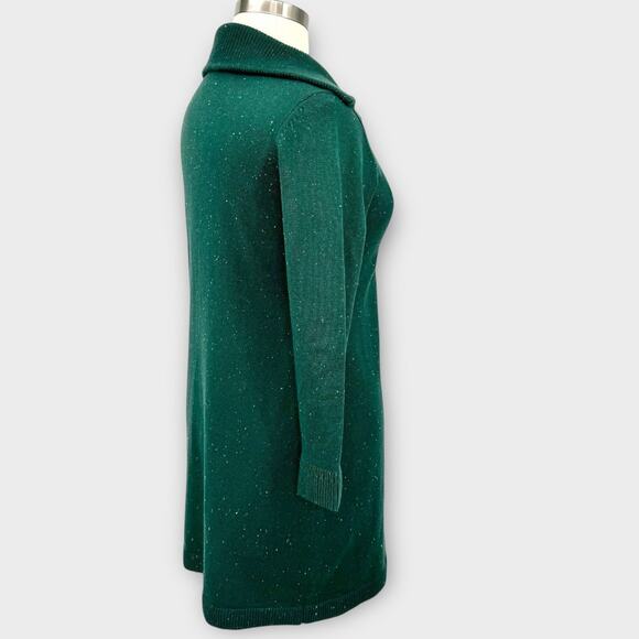 Talbots Supersoft Johnny Collar Sweater Dress Forest Green Petite Large Holiday - Picture 11 of 14